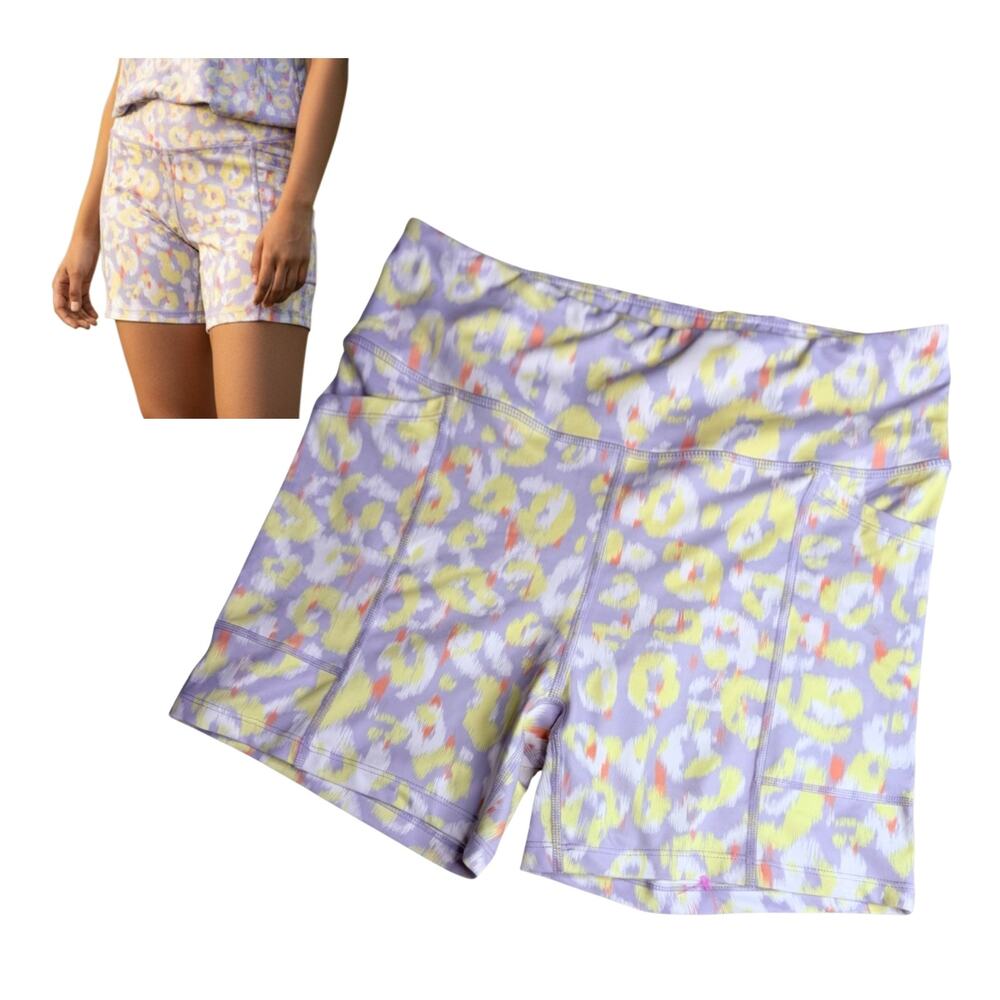 Pro Player Athletic Shorts Womens Large Floral Side Pockets Moisture Wicking Gym